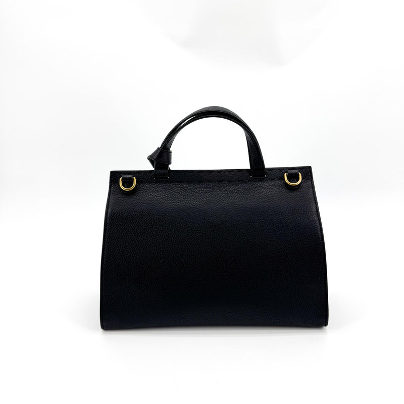 Gucci Gg Marmont Top Handle Leather Black Bag