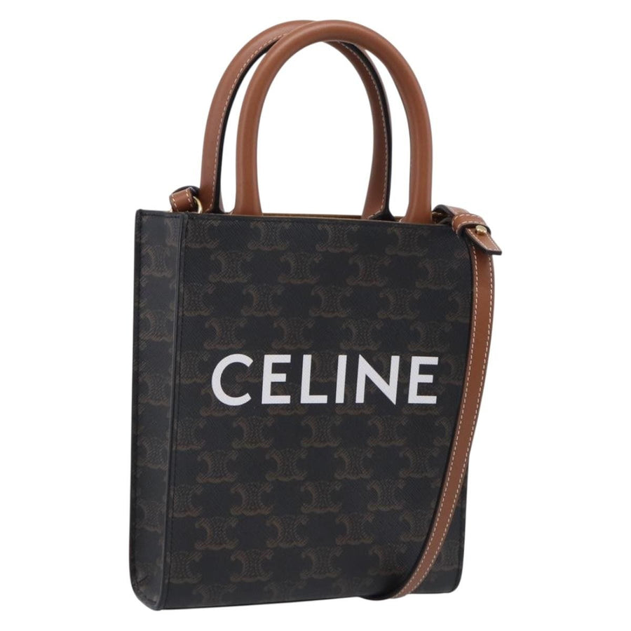Celine Vertical Cabas Triomphe Coated Canvas Brown Bag