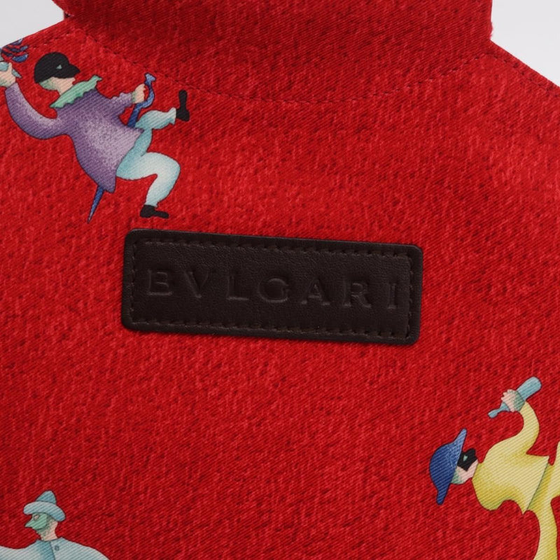 Bvlgari Handbag Canvas Red Silk Bag