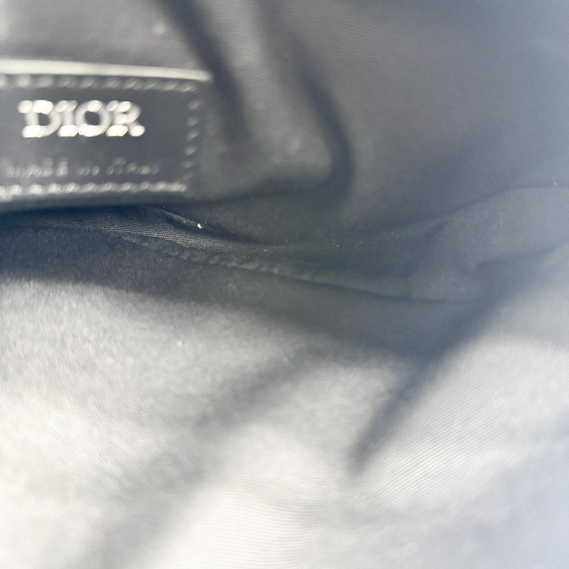 Christian Dior Saddle Cd Diamond Coated Canvas And Leather Black Bag