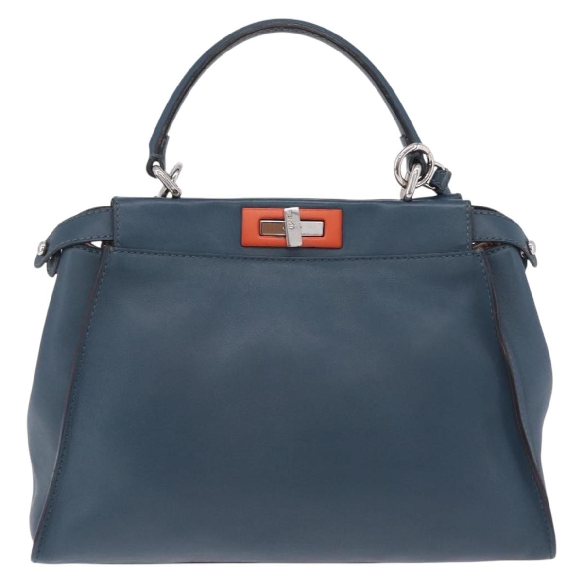 Fendi Peekaboo Ruffled Leather Blue Bag