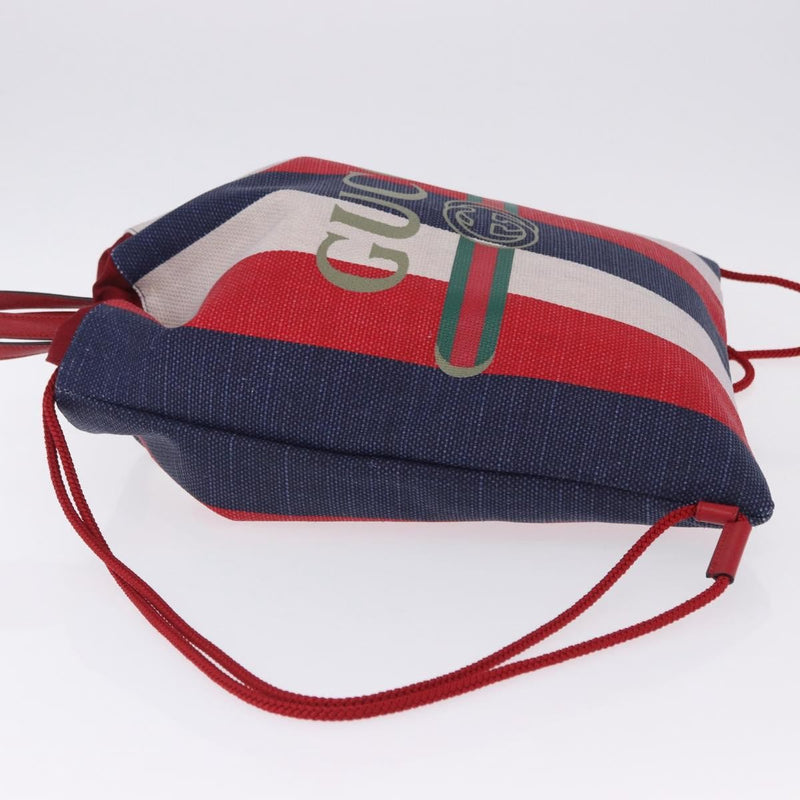 Gucci Logo Drawstring Striped Canvas Multicolour Bag