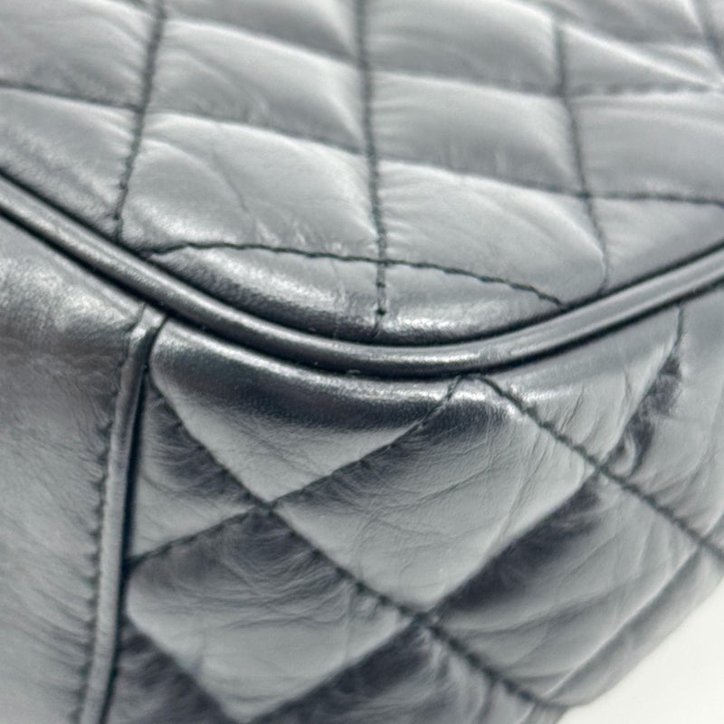 Chanel Flap Messenger Quilted Calfskin Black Leather