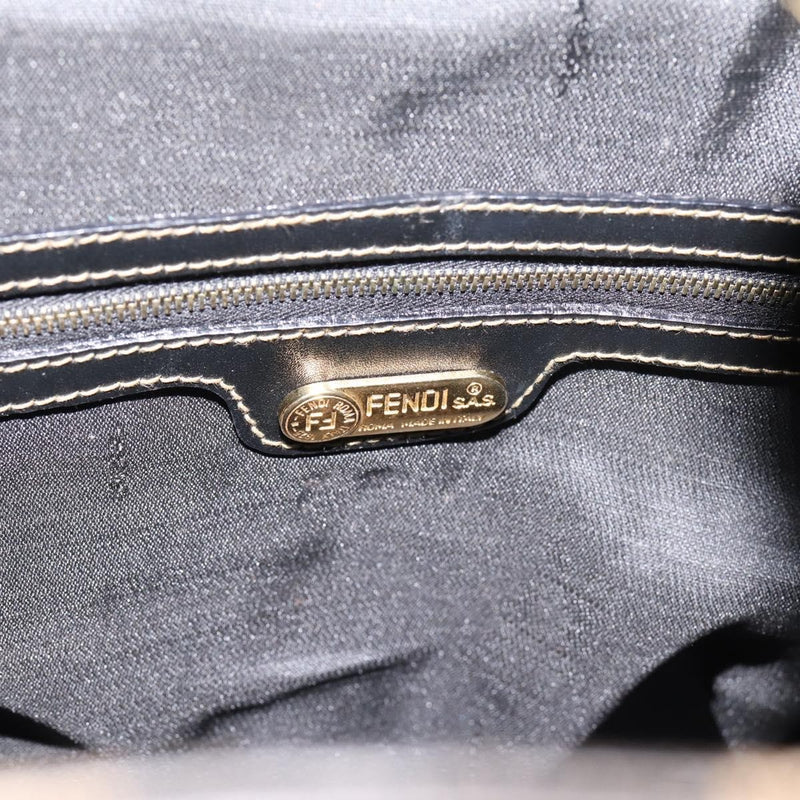 Fendi Vintage Pequin Logo Coated Canvas Brown Bag