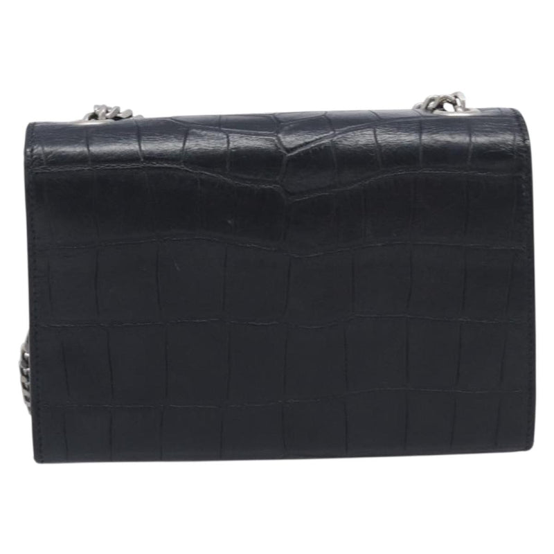 Saint Laurent Classic Monogram Tassel Chain Crocodile Embossed Leather Black Bag