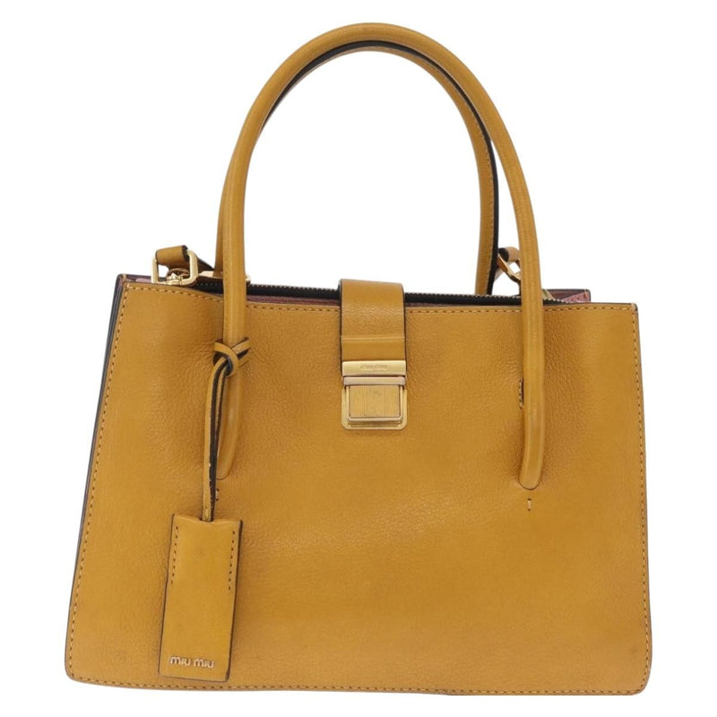 Miu Miu Madras Convertible Compartment Leather Yellow Bag
