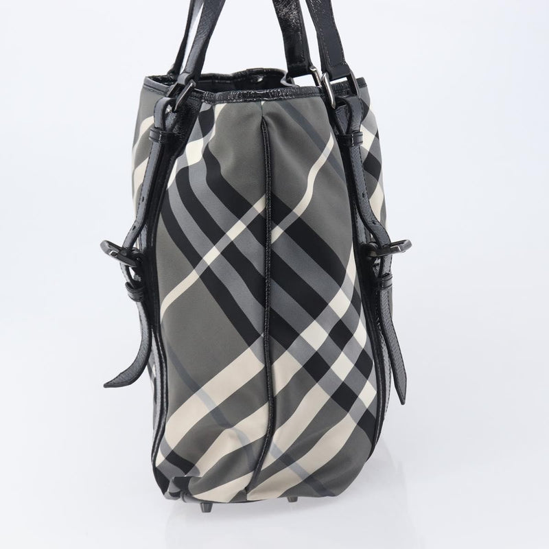 Burberry Nova Check Tote Canvas Pattern Black Nylon