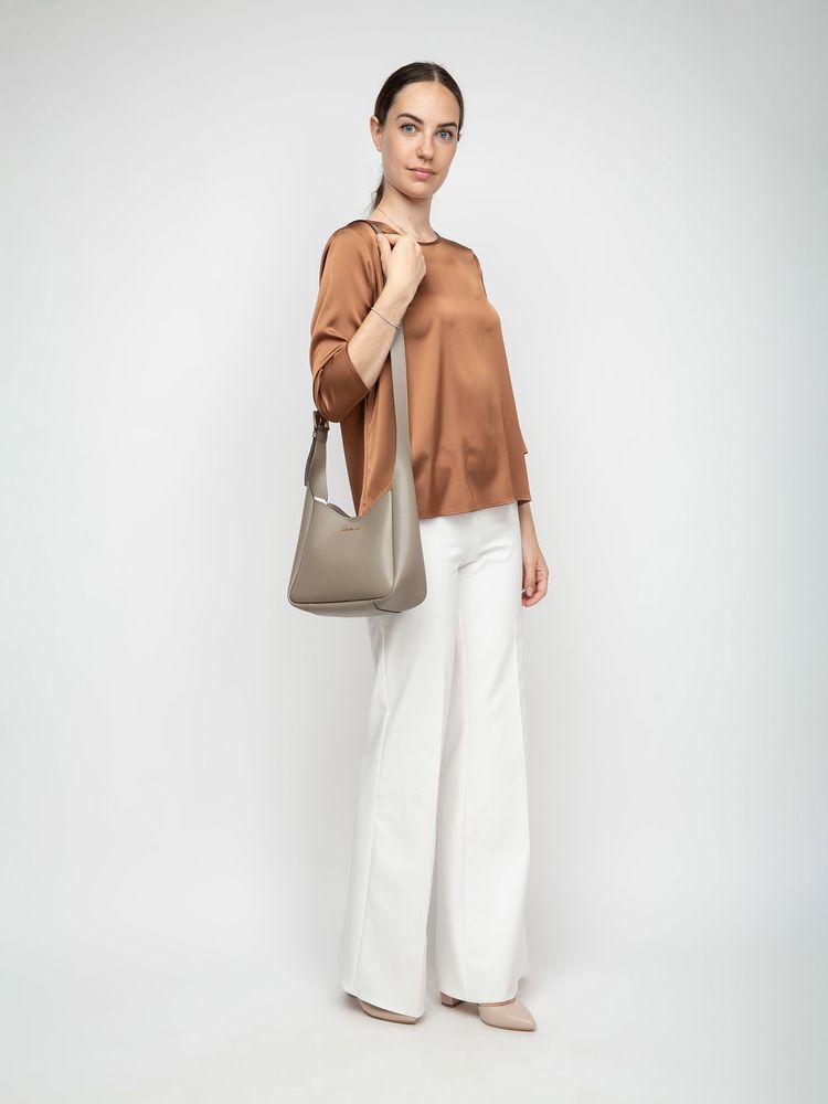 Michael Kors Pebbled Leather Shoulder Bag — Beige