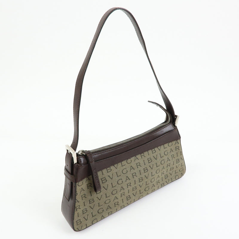 Bvlgari Logomania Canvas With Leather Khaki Bag