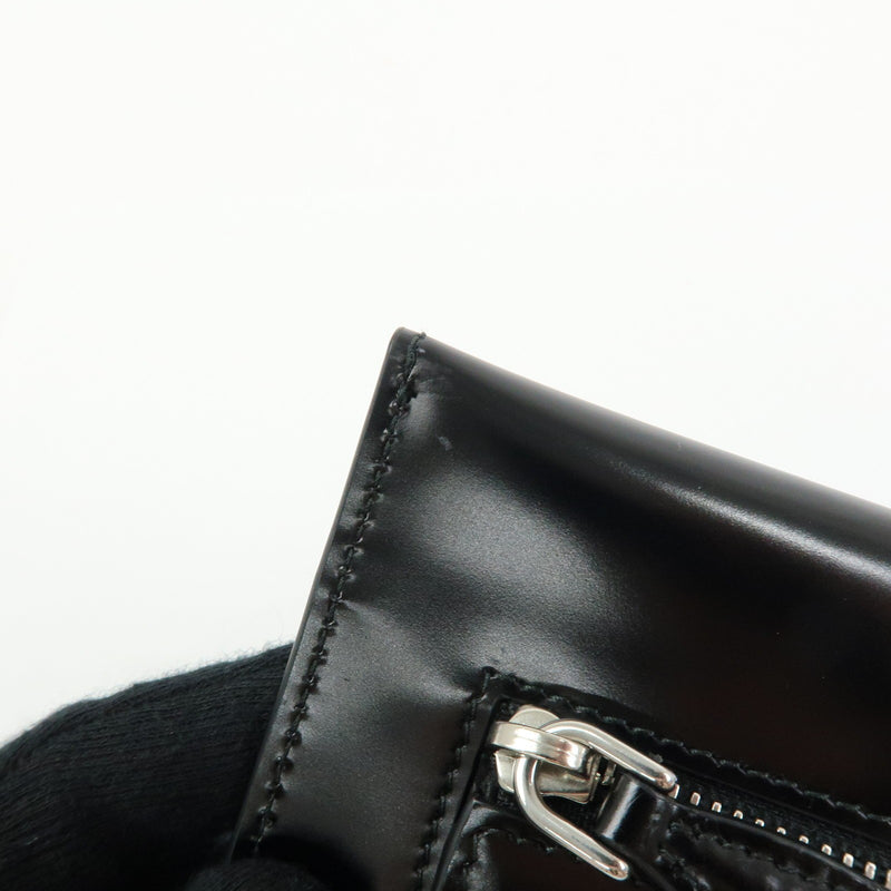 Prada Envelope Logo Clutch Spazzolato Leather Black
