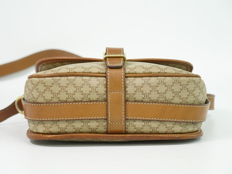 Celine Vintage Macadam Canvas And Leather Beige Bag