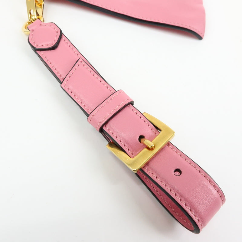 Miu Miu Logo Chain Clutch Shearling Pink Leather