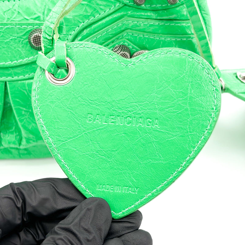Balenciaga Le Cagole Giant Spikes Leather Green Bag