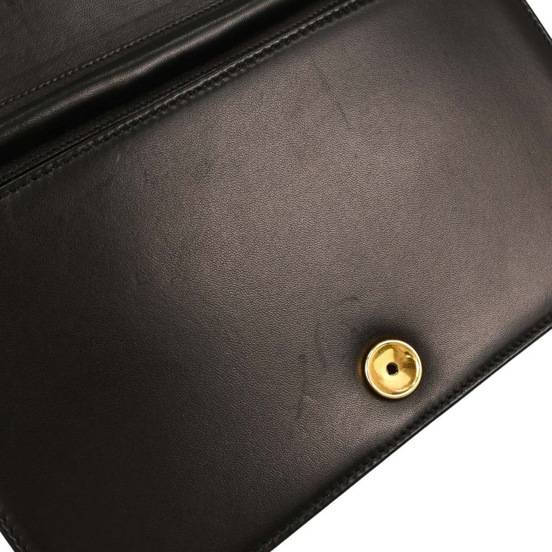 Chanel Vintage Full Flap Quilted Lambskin Black Leather Bag