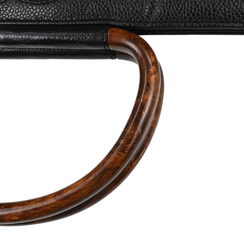 Chanel Vintage Wooden Caviar Black Leather Bag