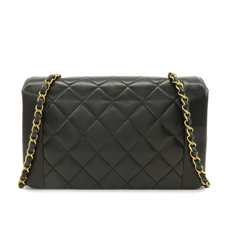 Chanel Vintage Diana Flap Quilted Lambskin Black Leather Bag