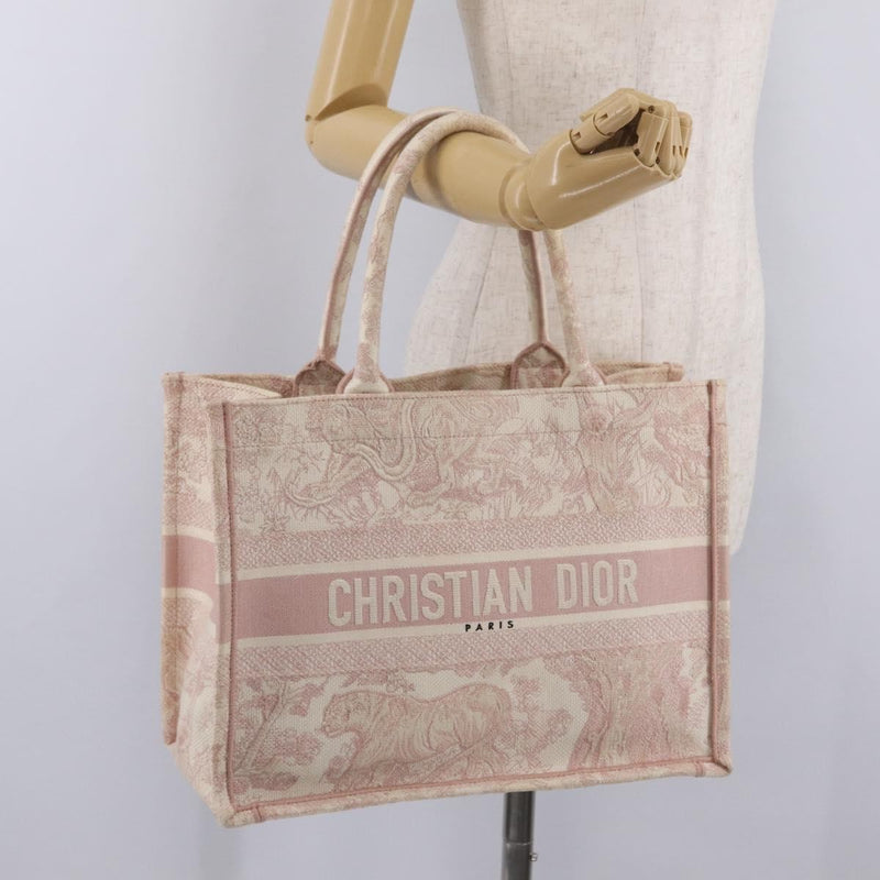 Christian Dior Book Embroidered Canvas Pink Bag