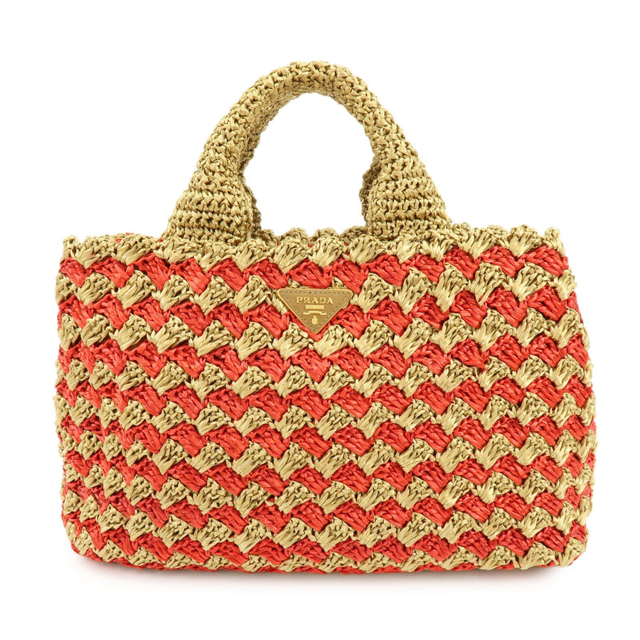 Prada Canapa Raffia Crochet Red Wicker Bag