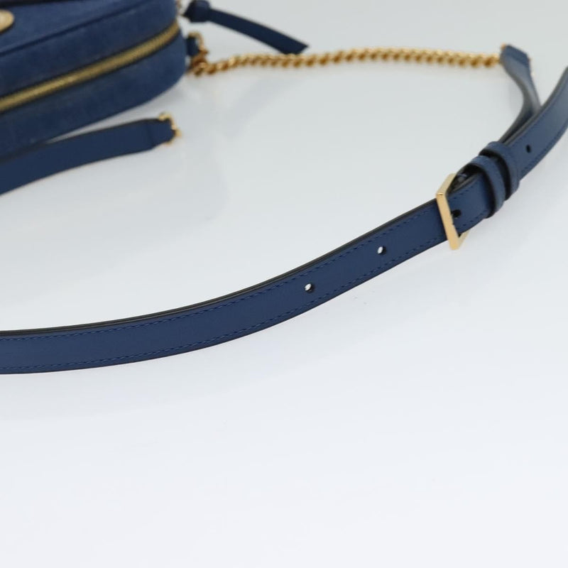 Versace Medusa Icon Front Slip Pocket Camera Quilted Denim Blue Canvas Bag