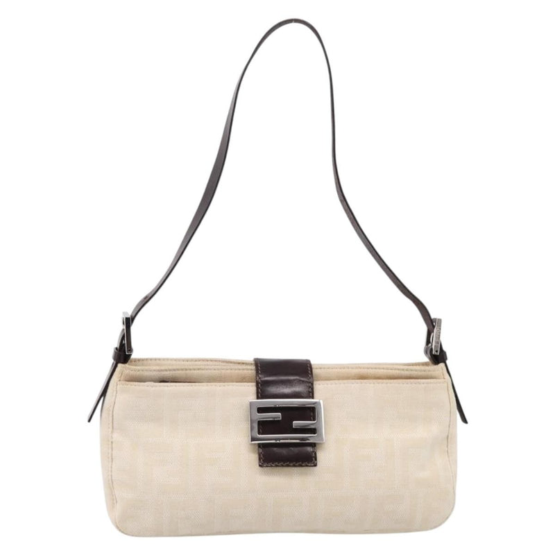 Fendi Baguette Pochette Zucca Canvas Neutral Bag