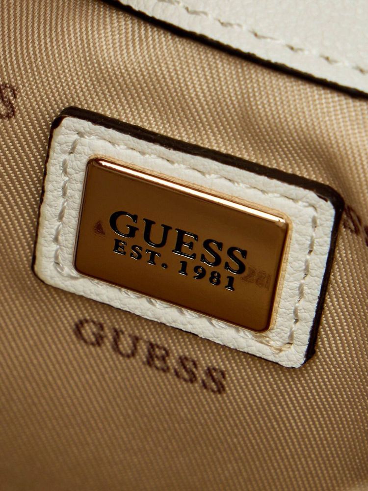 Guess Quilted Polyurethane Shoulder Bag — White