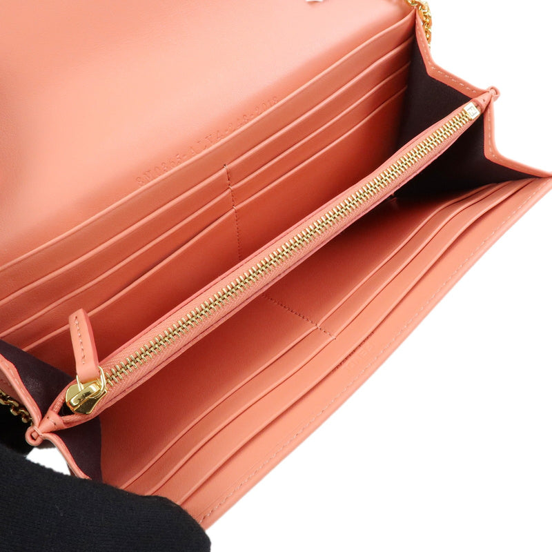 Fendi Ff Diamonds Continental Chain Leather Pink Bag