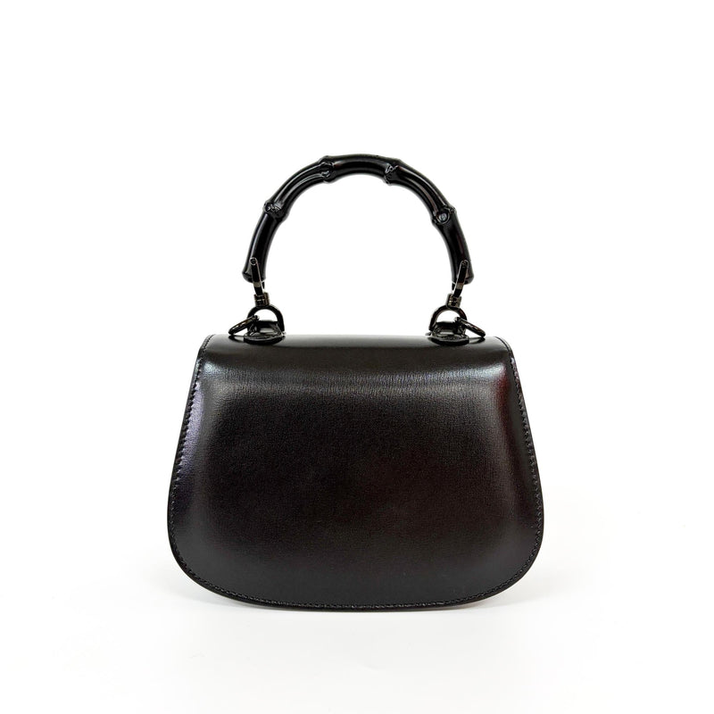 Gucci Bamboo 1947 Top Handle Leather Black Bag