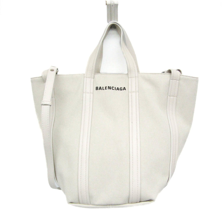 Balenciaga Everyday 2.0 North South Canvas And Leather White Bag
