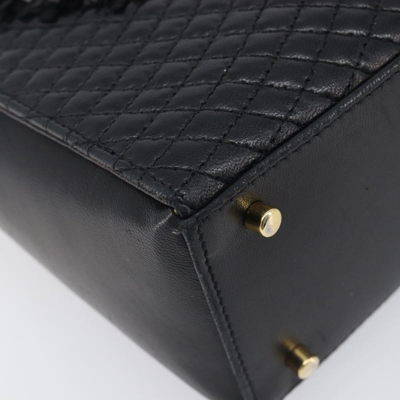 Bally Vintage Chain Quilted Leather Black Bag