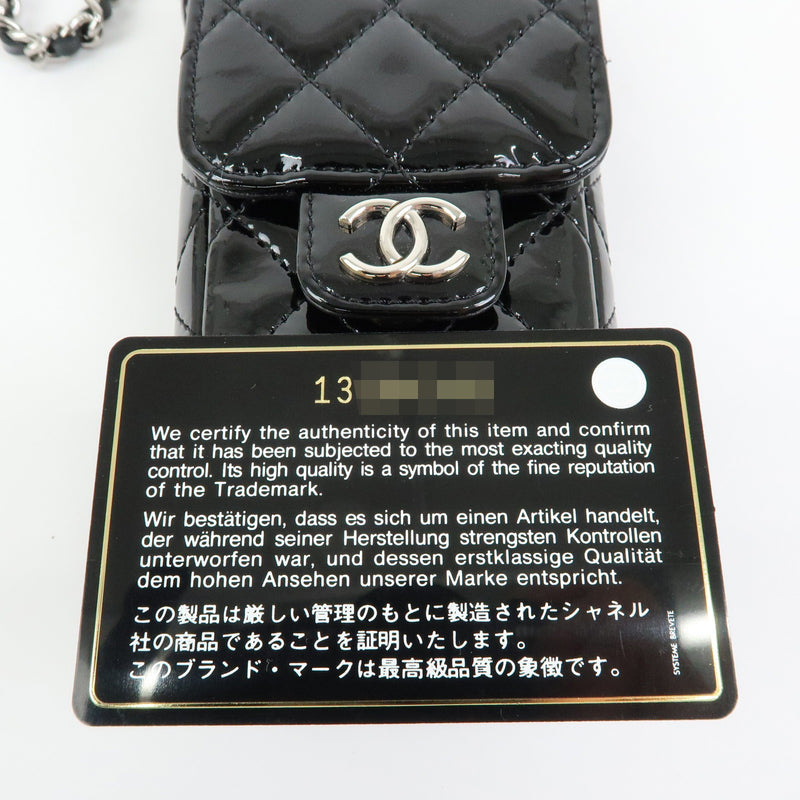 Chanel Cc Chain Phone Holder Quilted Patent Black Patent_leather Bag
