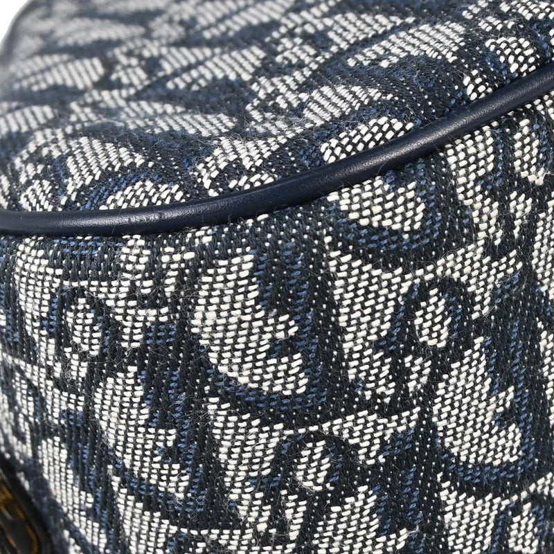 Christian Dior Vintage Saddle Bowler Diorissimo Canvas Navy Bag