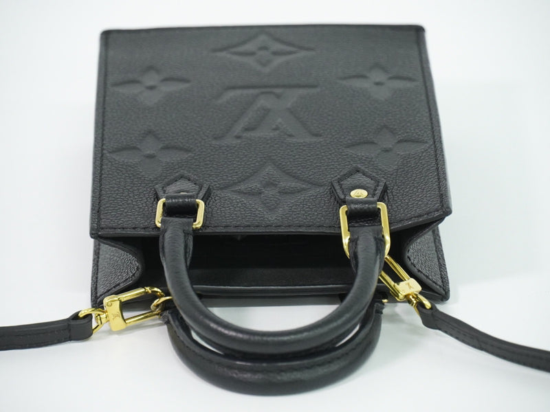 Louis Vuitton Petit Sac Plat Monogram Empreinte Giant Black Leather Bag