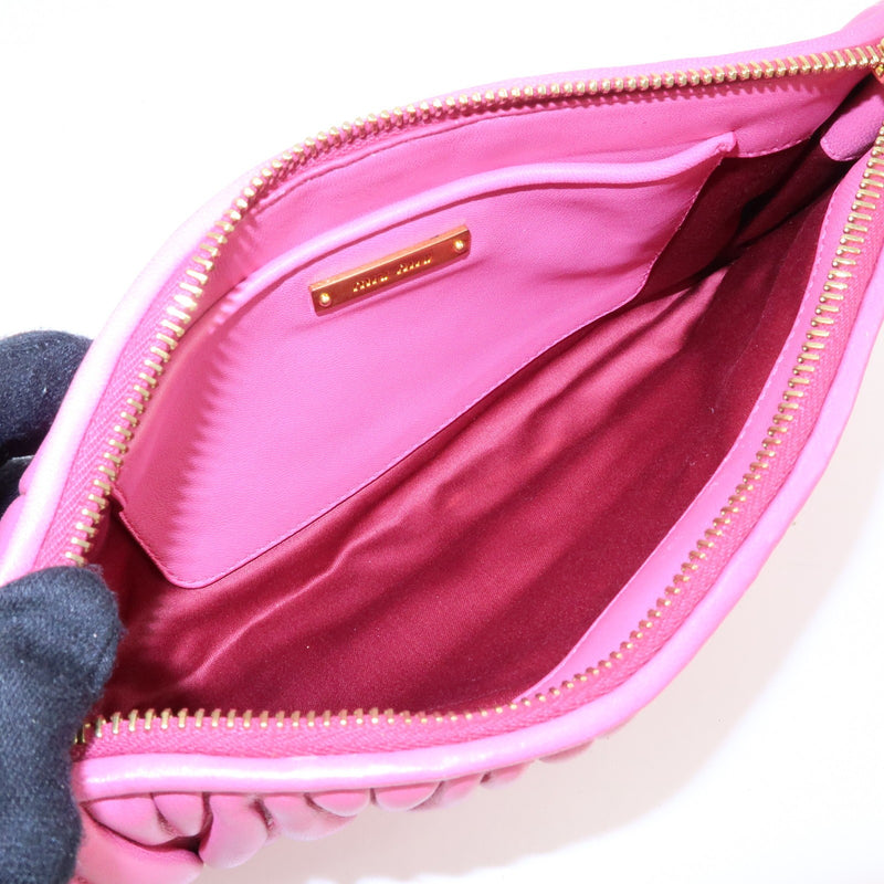 Miu Miu Zip Wristlet Matelasse Leather Pink Bag