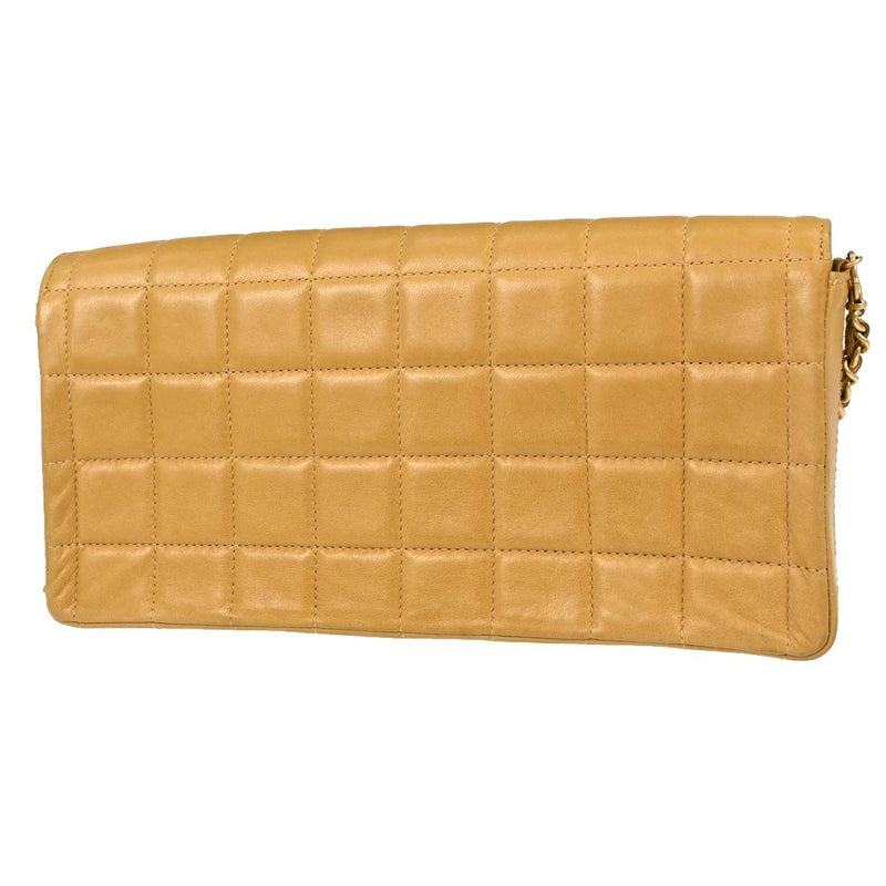 Chanel Chocolate Bar Flap Quilted Lambskin Beige Leather Bag