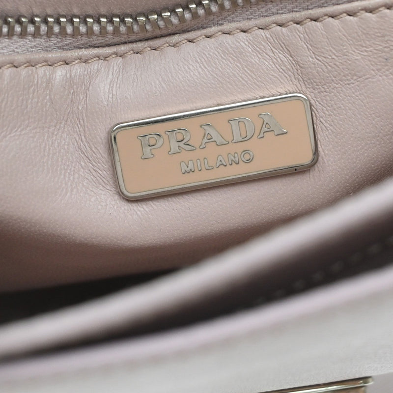 Prada Sound Flap Embroidered Saffiano Pink Leather Bag