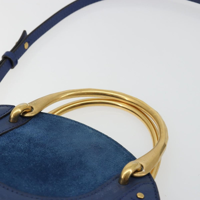Chloe Pixie Leather And Suede Blue Bag