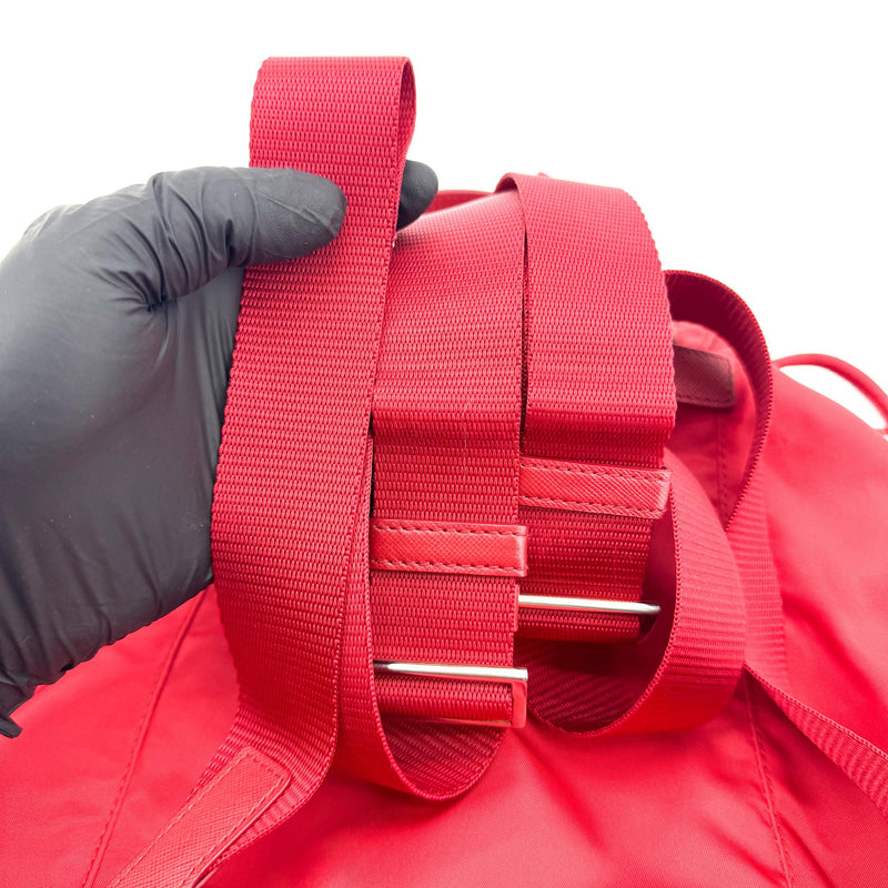 Prada Front Zip Drawstring Tessuto Red Nylon Bag
