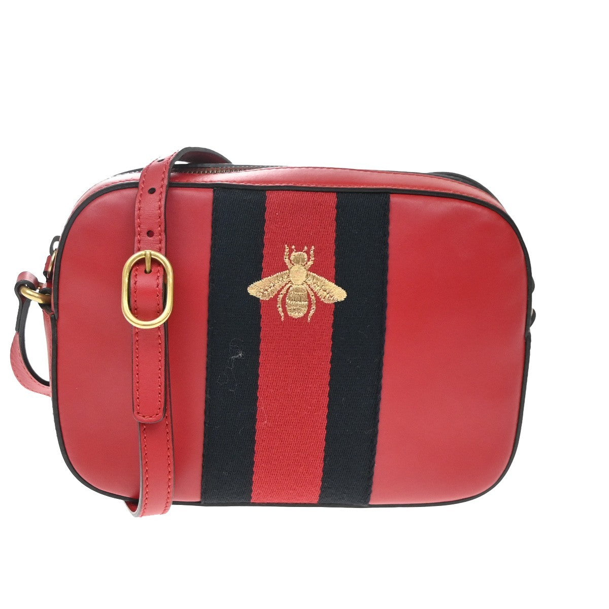 Gucci Bee Web Camera Leather Red Bag