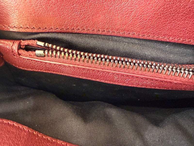 Saint Laurent Classic Monogram College Matelasse Chevron Leather Burgundy Bag