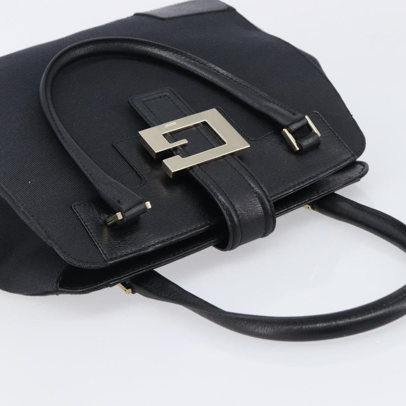 Gucci Vintage G Logo Canvas Black Leather Bag