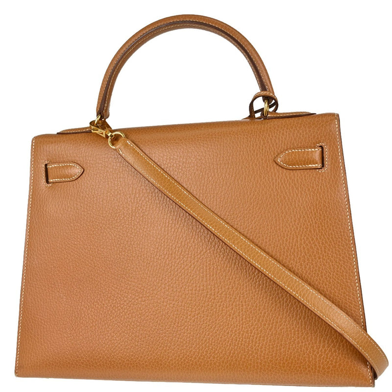 Hermes Kelly Brown Ardennes With Gold Hardware Leather Bag