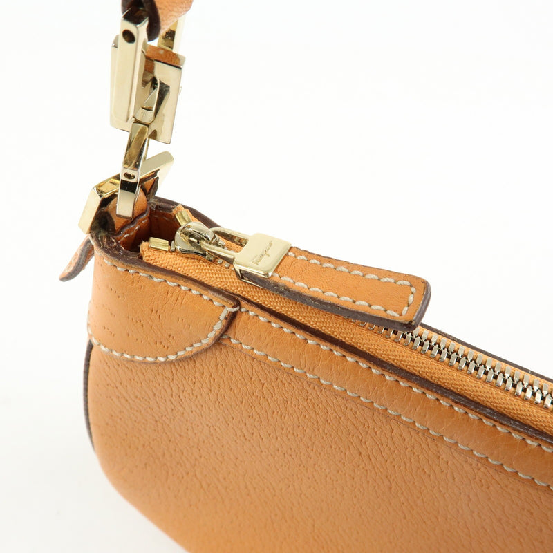 Salvatore Ferragamo Gancini Top Handle Leather Orange Bag