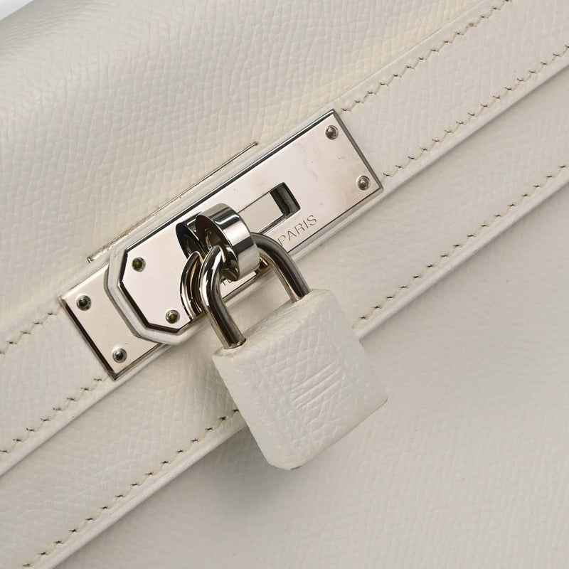 Hermes Kelly Sellier Epsom White Leather Bag