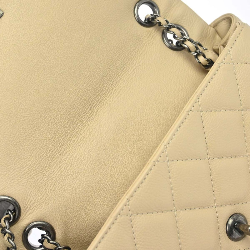 Chanel Flap Shoulder Leather Beige Bag