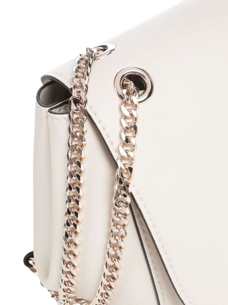 Guess Convertible Flap Crossbody Bag — White Polyurethane