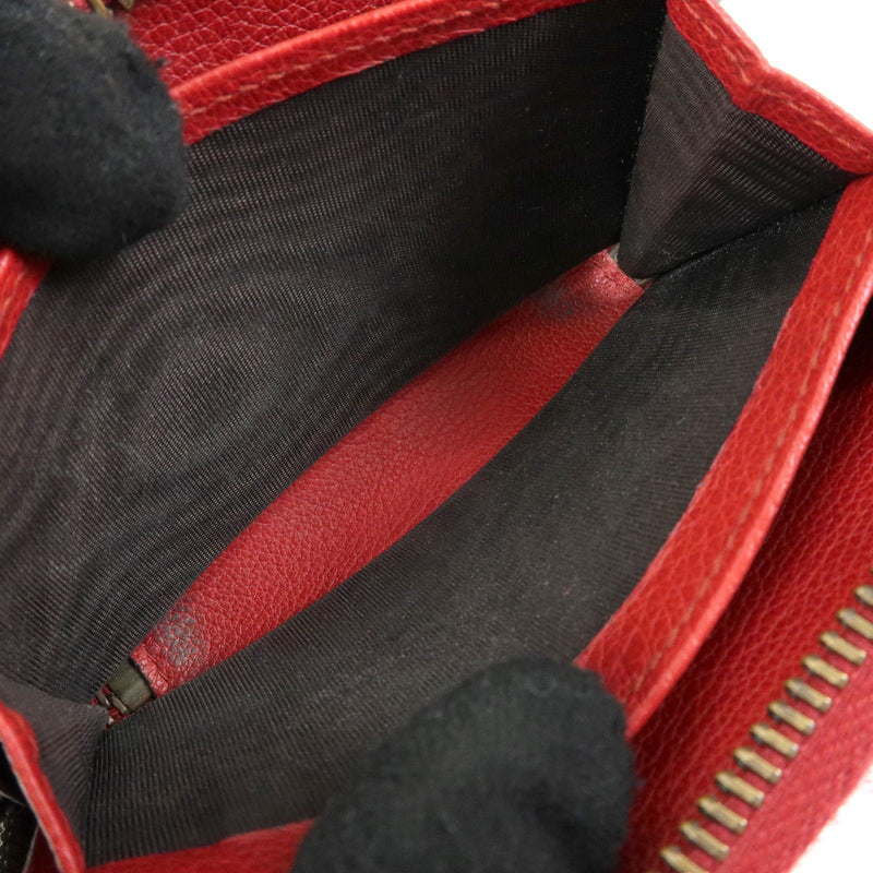 Gucci Logo Zip Card Case Printed Leather Red Accessory