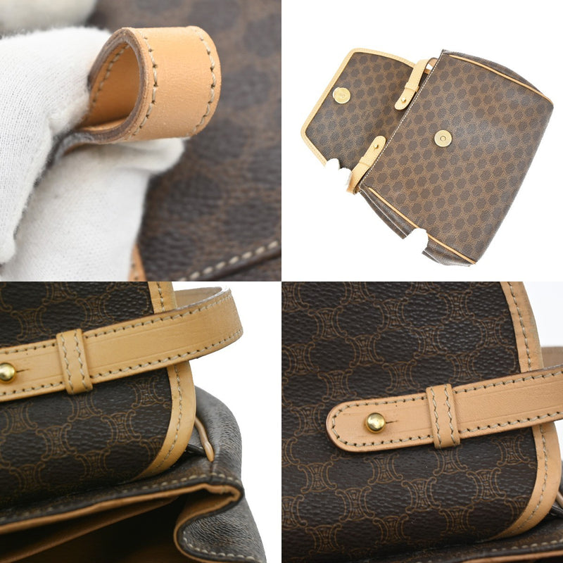 Celine Macadam Shoulder Canvas Brown Bag