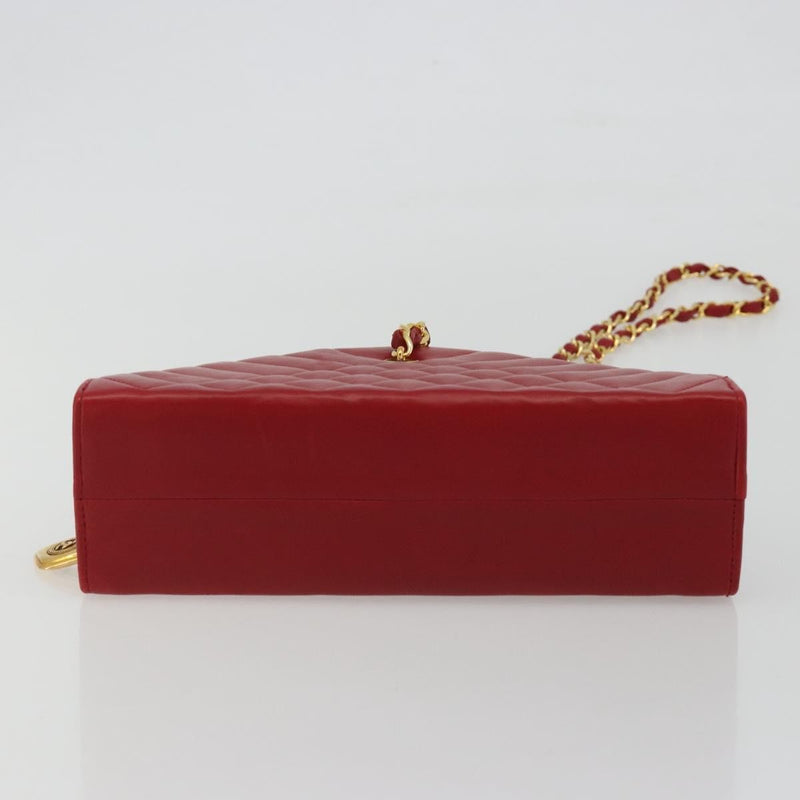 Chanel Vintage Chain Evening Mixed Quilt Lambskin Red Leather Bag