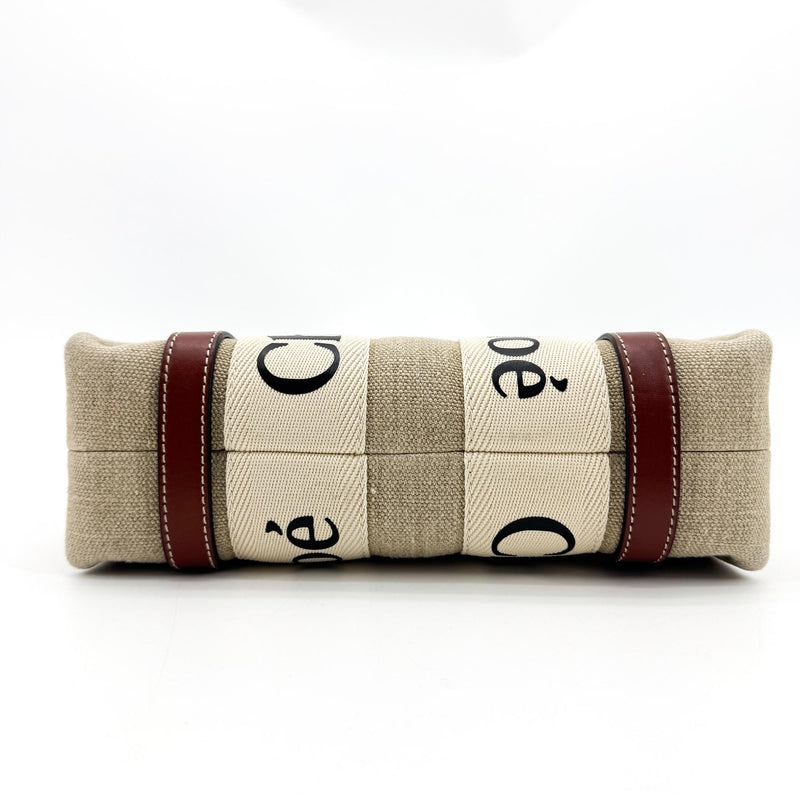 Chloe Woody Canvas With Leather Brown Bag