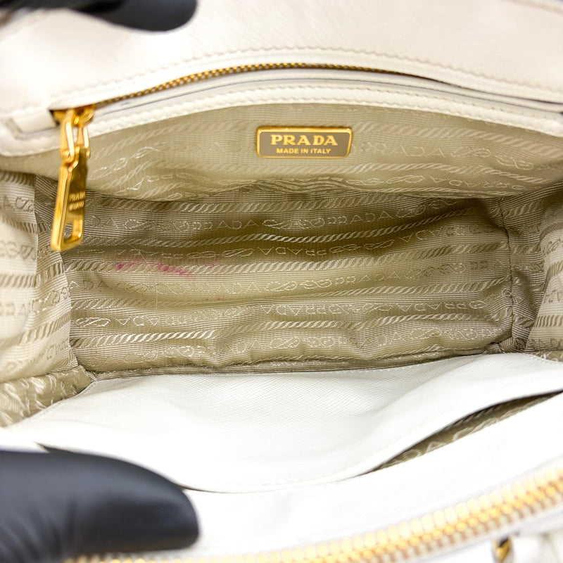 Prada Galleria Double Zip Saffiano Leather White Bag